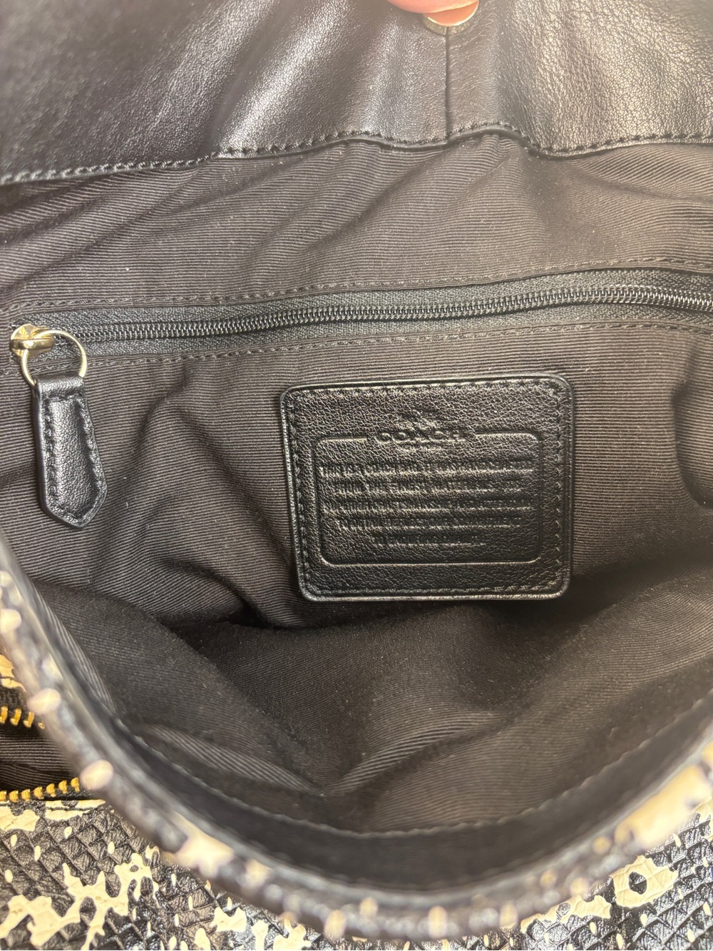 Coach Madison Phoebe Triple Section Two Tone Black/White Python Shoulder Bag - Picture 7 of 13